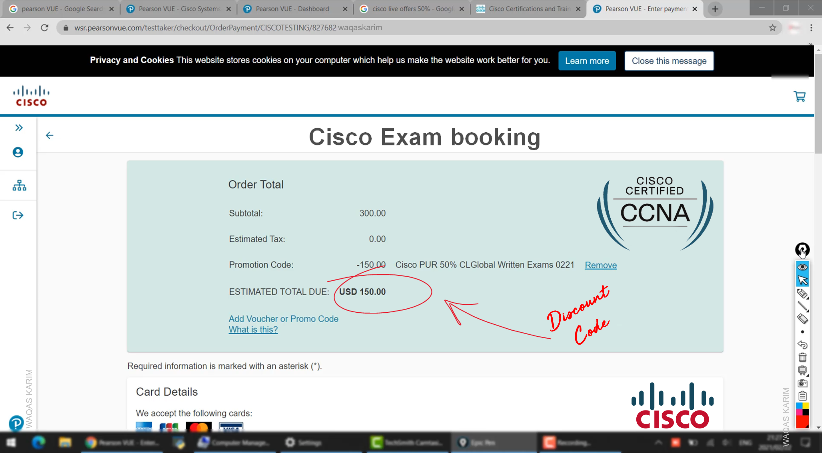 Pearson VUE Cisco Exam booking