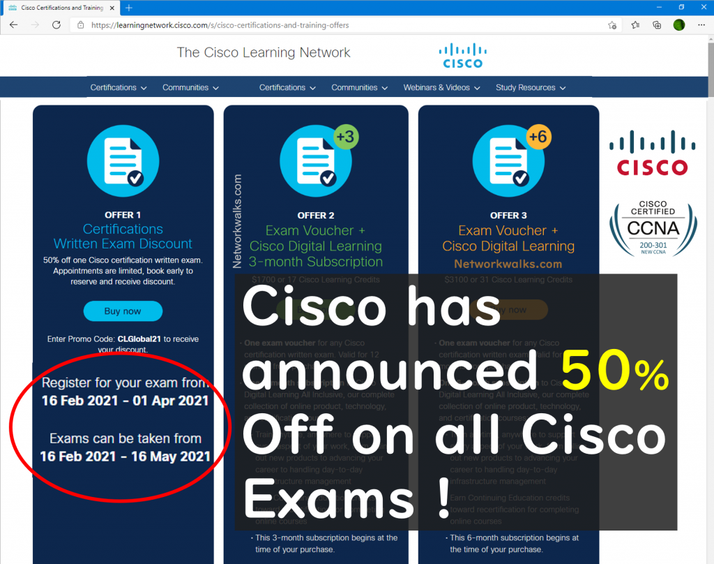 Cisco Discount on exams